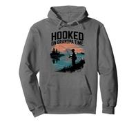 Hooked On Grandpa Time, Fishing Grandpa Bass Fishing Pullover Hoodie