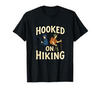 Hooked On Hiking Fisherman to Hiker Graphic Design T-Shirt
