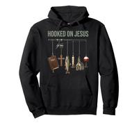 Hooked On Jesus Fish Faith Fishing Christian Pullover Hoodie