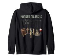 Hooked On Jesus Fish Faith Fishing Christian Zip Hoodie