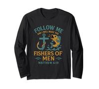 Hooked on Jesus, Fishing for souls, Matthew 4:19 apparel Long Sleeve T-Shirt