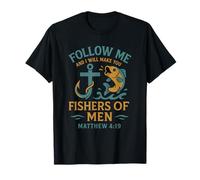 Hooked on Jesus, Fishing for souls, Matthew 4:19 apparel T-Shirt