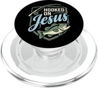 Hooked On Jesus Funny Christian Fishing Design PopSockets PopGrip for MagSafe