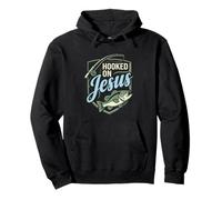 Hooked On Jesus Funny Christian Fishing Design Pullover Hoodie