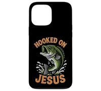 Hooked On Jesus Funny Pun Christian Faith Fishing Lover Case for iPhone 13 Pro Max