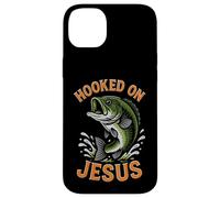 Hooked On Jesus Funny Pun Christian Faith Fishing Lover Case for iPhone 14 Plus