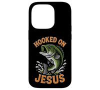 Hooked On Jesus Funny Pun Christian Faith Fishing Lover Case for iPhone 14 Pro