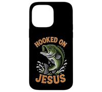 Hooked On Jesus Funny Pun Christian Faith Fishing Lover Case for iPhone 14 Pro Max