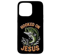 Hooked On Jesus Funny Pun Christian Faith Fishing Lover Case for iPhone 15 Pro Max