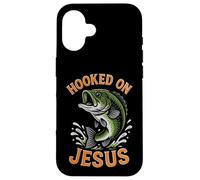 Hooked On Jesus Funny Pun Christian Faith Fishing Lover Case for iPhone 16