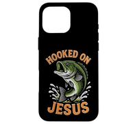 Hooked On Jesus Funny Pun Christian Faith Fishing Lover Case for iPhone 16 Pro Max