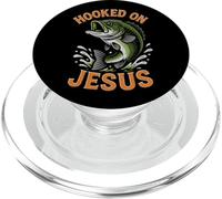 Hooked On Jesus Funny Pun Christian Faith Fishing Lover PopSockets PopGrip for MagSafe
