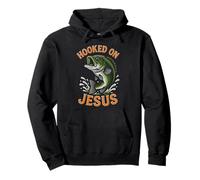 Hooked On Jesus Funny Pun Christian Faith Fishing Lover Pullover Hoodie
