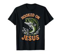 Hooked On Jesus Funny Pun Christian Faith Fishing Lover T-Shirt