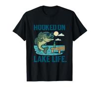 Hooked on Lake Life Bass Sunglasses Graphic T-Shirt