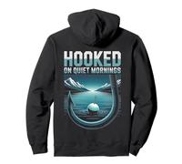Hooked on Quiet Mornings Fishing Enthusiast Apparel Pullover Hoodie