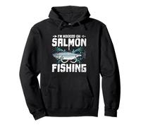 Hooked On Salmon Fishing Angler Fishing Lover Humor Pullover Hoodie