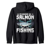 Hooked On Salmon Fishing Angler Fishing Lover Humor Zip Hoodie