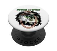 Hooked On Style Fashion Fishing Fisherman - Hip Bass Angler PopSockets Adhesive PopGrip