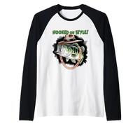 Hooked On Style Fashion Fishing Fisherman - Hip Bass Angler Raglan Baseball Tee