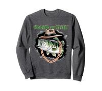 Hooked On Style Fashion Fishing Fisherman - Hip Bass Angler Sweatshirt