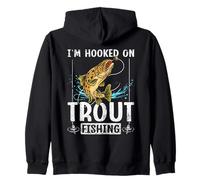 Hooked On Trout Fishing Angler Fishing Lover Humor Zip Hoodie