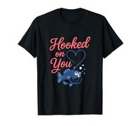 Hooked on You Coral Heart Fishing Design T-Shirt