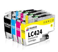 Hookink LC424 LC 424 Ink Cartridge Multipack Compatible for Brother LC-424 LC-424VAL Ink Cartridgefor DCP-J1200W DCP-J1200WE J1200W J1200WE Printers (1 Black 1 Cyan 1 Magenta 1 Yellow)