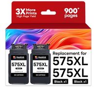 Hookink TS3750i TR4755i Compatible for Canon 575XL PG575XL Black Ink | Compatible for Canon PG-575 575XL Black Ink Cartridges for PIXMA TS3750i TR4755i TR4700 TR4750i TS3550i TS3551i,2Black