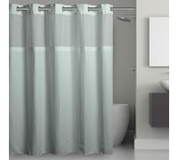 Hookless It’s A Snap! Waffle Shower Curtain, 3-in-1 Shower Curtain Includes Fabric Shower Curtain with Sheer Top Window, Flex-On Rings & Fabric Liner, 54” x 80”, Misty Blue