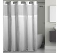 Hookless It’s A Snap! Waffle Shower Curtain, 3-in-1 Shower Curtain Includes Fabric Shower Curtain with Sheer Top Window, Flex-On Rings & Fabric Liner, 54” x 80”, White