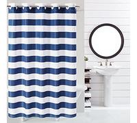 Hookless It's A Snap! Cabana Stripe 71" x 74" Shower Curtain in Navy