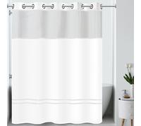 Hookless It's A Snap! Escape 3-in-1 Shower Curtain With Sheer Top Window, Flex-On Rings & Fabric Liner, 71" x 74", White