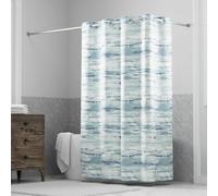 Hookless It's A Snap! Faux Silk Shower Curtain, 3-in-1 Curtain Includes Fabric Shower Curtain with Flex-On Rings & Fabric Liner with Magnets, 71" x 74", Watercolor Print, Blue
