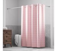Hookless It's A Snap! Faux Silk Shower Curtain, 3-in-1 Curtain Includes Fabric Shower Curtain with Flex-On Rings & Fabric Liner with Magnets, 71" x 74", Heathered Texture, Pink