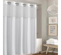 Hookless It's A Snap! Waffle Stripe 71" x 74" Shower Curtain in Bright White