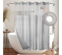 Hookless Shower Curtain with Snap On Liner, Waterproof Waffle Bath Curtain | No Hooks Required, Snap On Liner Double Layer, Waffle Weave Weighted Shower Curtain with Window, Waterproof Bath Curtain