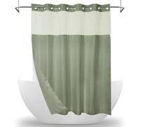 Hookless Shower Curtain with Snap On Liner, Waterproof Waffle Bath Curtain | No Hooks Required, Snap On Liner Double Layer, Waffle Weave Weighted Shower Curtain with Window, Waterproof Bath Curtain