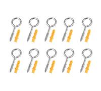 Hooks and Eyes Screw in Set Heavy Duty -10 Pack Stainless Steel Eye Hook with Vine Eye Design .Metal Hook and Eye Hardware for Hanging Plants Garden Wire Self Tapping Eyelet Hooks for Indoor Outdoor
