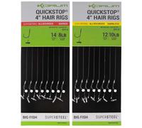 Korum Hair Rigs Big Fish 4" Quickstops Size 14 Barbed 10lb