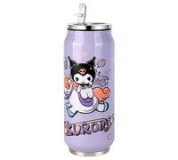 HOOKTA Kulomi Stainless Steel Water Bottle, 500 ml, Flip-Up Kitty Sports Bottles Made of Stainless Steel with Straw, Reusable Drink Cup for Travel (Purple)
