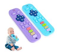 Hooku 2 Pack Remote TeetherBaby, Silicone Teethers for 6-12 MonthsToysSensory Toys for 0-6 Months, Toddler, Infant, Newborn Gifts for Boys and Girls, Purple-Blue