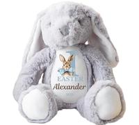 Hoolaroo 1st Easter Gift Bunny Baby Gift Teddy Bear Grey Baby Boy My First Easter New Baby Rabbit Present Keepsake Present Grey