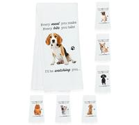 Hoolaroo Dog Lover Gift Tea Towel - Every Meal You Make, I'll Be Watching You Kitchen Towel - Beagle