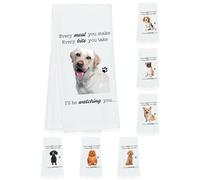Hoolaroo Dog Lover Gift Tea Towel - Every Meal You Make, I'll Be Watching You Kitchen Towel - Labrador