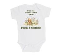 Hoolaroo My First Fathers Day 1st BabyGrow Gift Daddy Honey Bear Father's Day White bodysuit Newborn Dad Vest Outfit Clothes (0-3 Months)