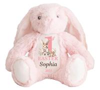 Hoolaroo Personalised Babies First Easter 2025 Bunny Teddy, 1st Easter Bunny, Pink