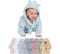 Hoolaroo Personalised Baby Dressing Gown Baby Dressing Gown Robe With Teddy Ears Bath Robe Towel Personalised Gifts Girl Boy Clothing Blue 18-24 Months