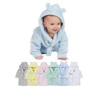 Hoolaroo Personalised Baby Dressing Gown With Teddy Ears - Bath Robe Towel - Gifts for Girls and Boys - White 18-24 Months
