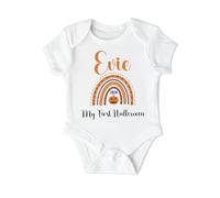 Hoolaroo Personalised Baby First Halloween Rainbow Baby Grow Bodysuit 1st Halloween Outfit 2026 Cotton BabyGrow Vest Girl Boy Unisex Gift Name 0-3 Months - Bodysuit - Short Sleeve - White